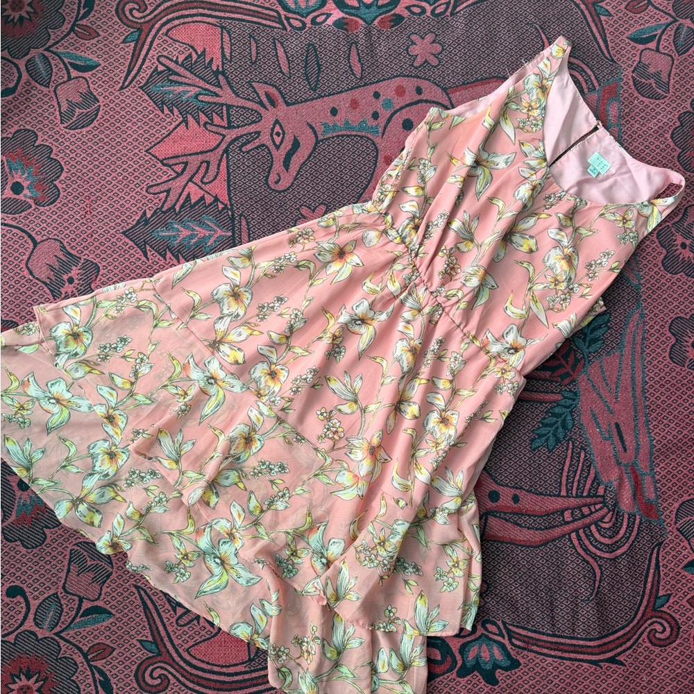 Anthropologie Pink Floral Sleeveless Dress